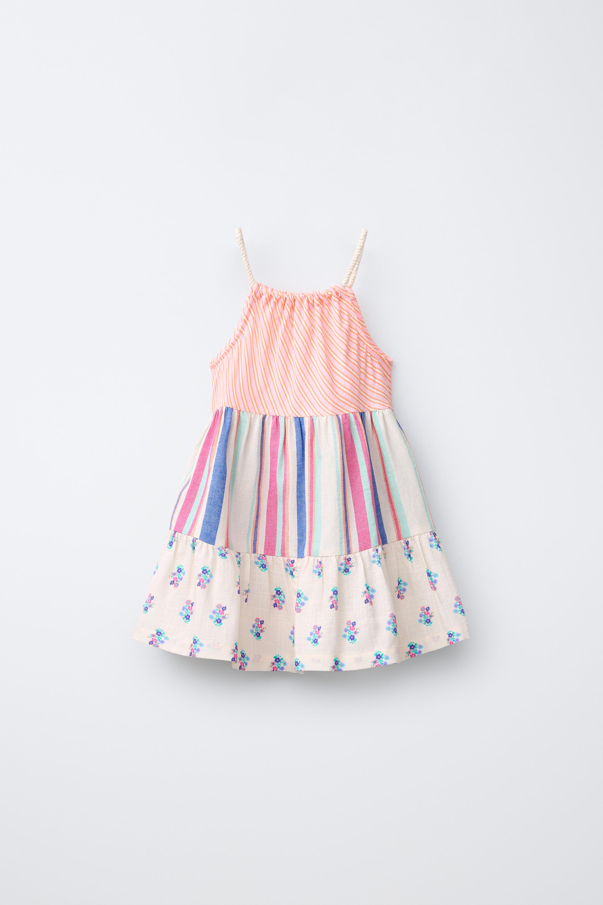Детские платья Zara STRIPED AND FLORAL PLEATED DRESS — фото 3