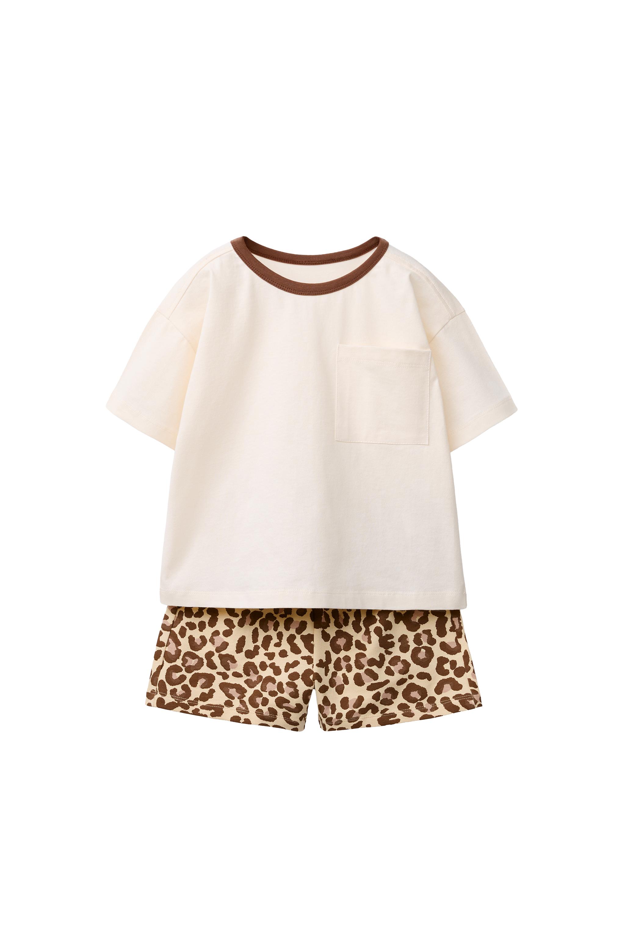 ゼブラ柄Tシャツ＆バミューダパンツセット - エクリュ | ZARA Japan / 日本