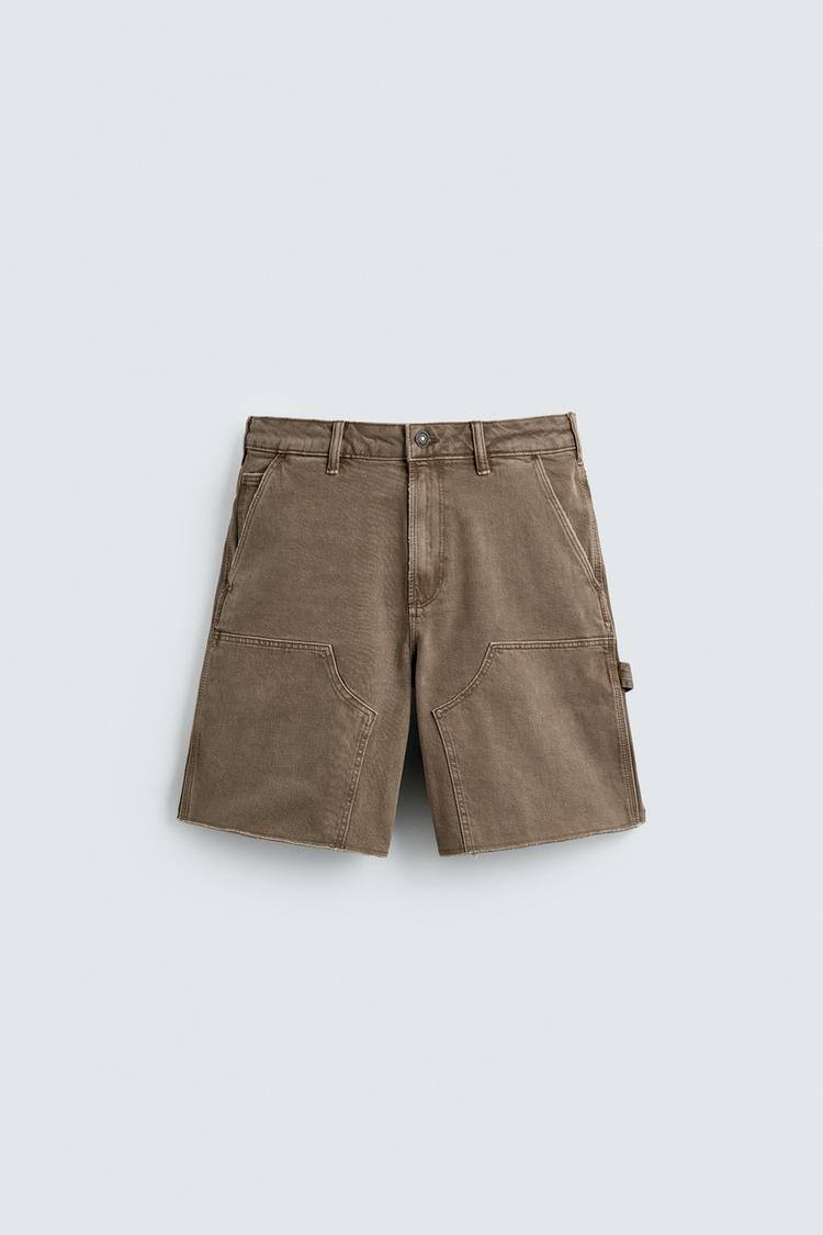 ZARA RELAXED FIT CARPENTER BERMUDA SHORTS