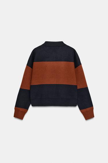 PULL POLO EN MAILLE À RAYURES - Multicolore de Zara - Image 4