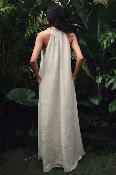 RUSTIC VOLUMINOUS MIDI DRESS - Light beige by Zara