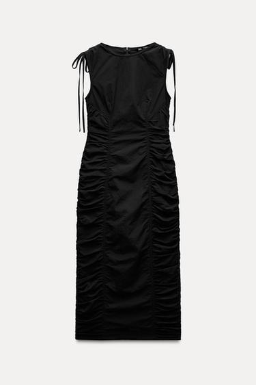 DRAPED NYLON DRESS - Black by Zara - Image 0