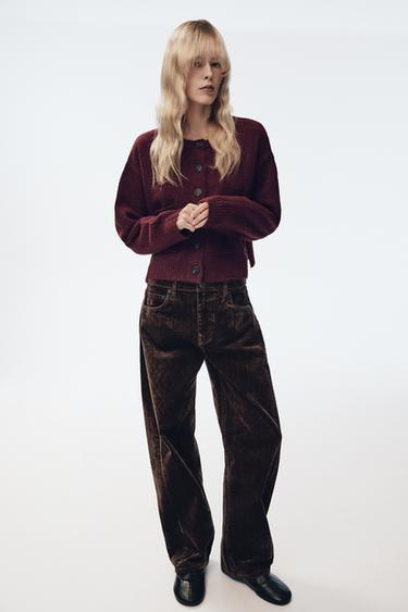 Zara CARDIGAN WITH POCKETS - GARNET