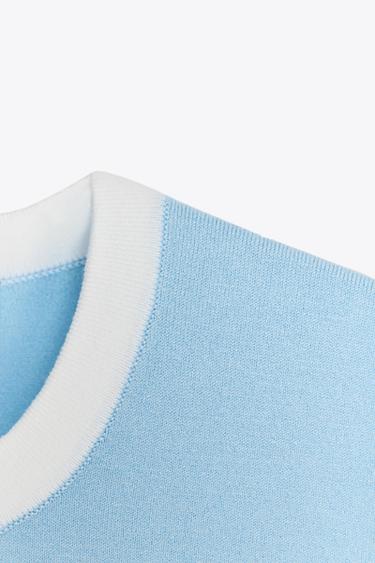 TOP EN MAILLE SANS MANCHES - Bleu / Blanc de Zara - Image 6