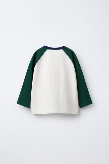 T-SHIRT À MANCHES RAGLAN - Vert de Zara - Image 1