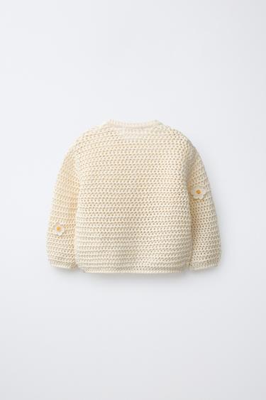 DAISY CROCHET CARDIGAN - Ecru by Zara - Image 1