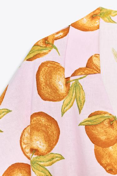 PRINTED LINEN BLEND CROP TOP - Pink by Zara - Image 7