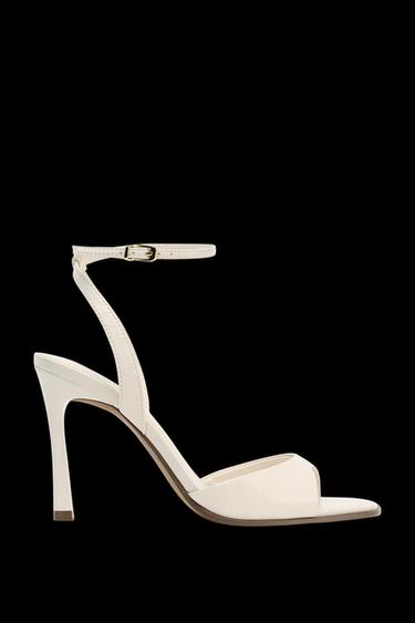 Zara PATENT EFFECT HEELED SANDALS - White - Image 0