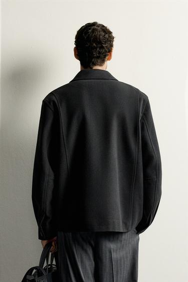 REGULAR FIT WOOL EFFECT PARKA — Black 2