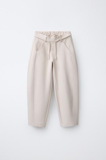 DRAWSTRING BARREL TROUSERS - Ecru by Zara