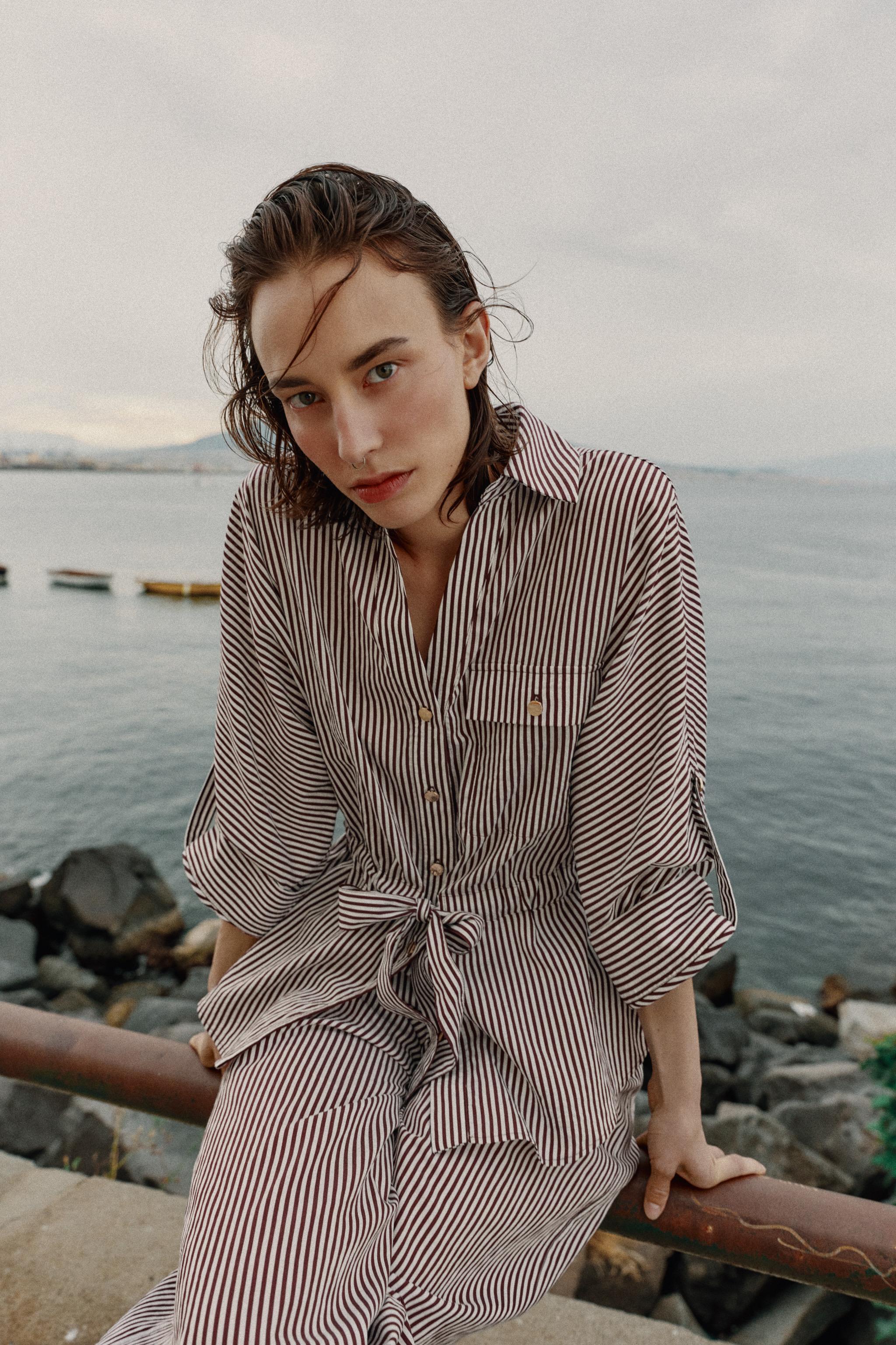 Женские рубашки Zara STRIPED SAFARI SHIRT
