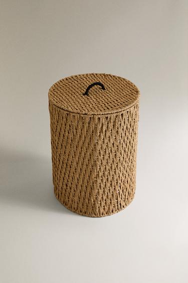 CESTA REDONDA TAPA - Beige claro de Zara