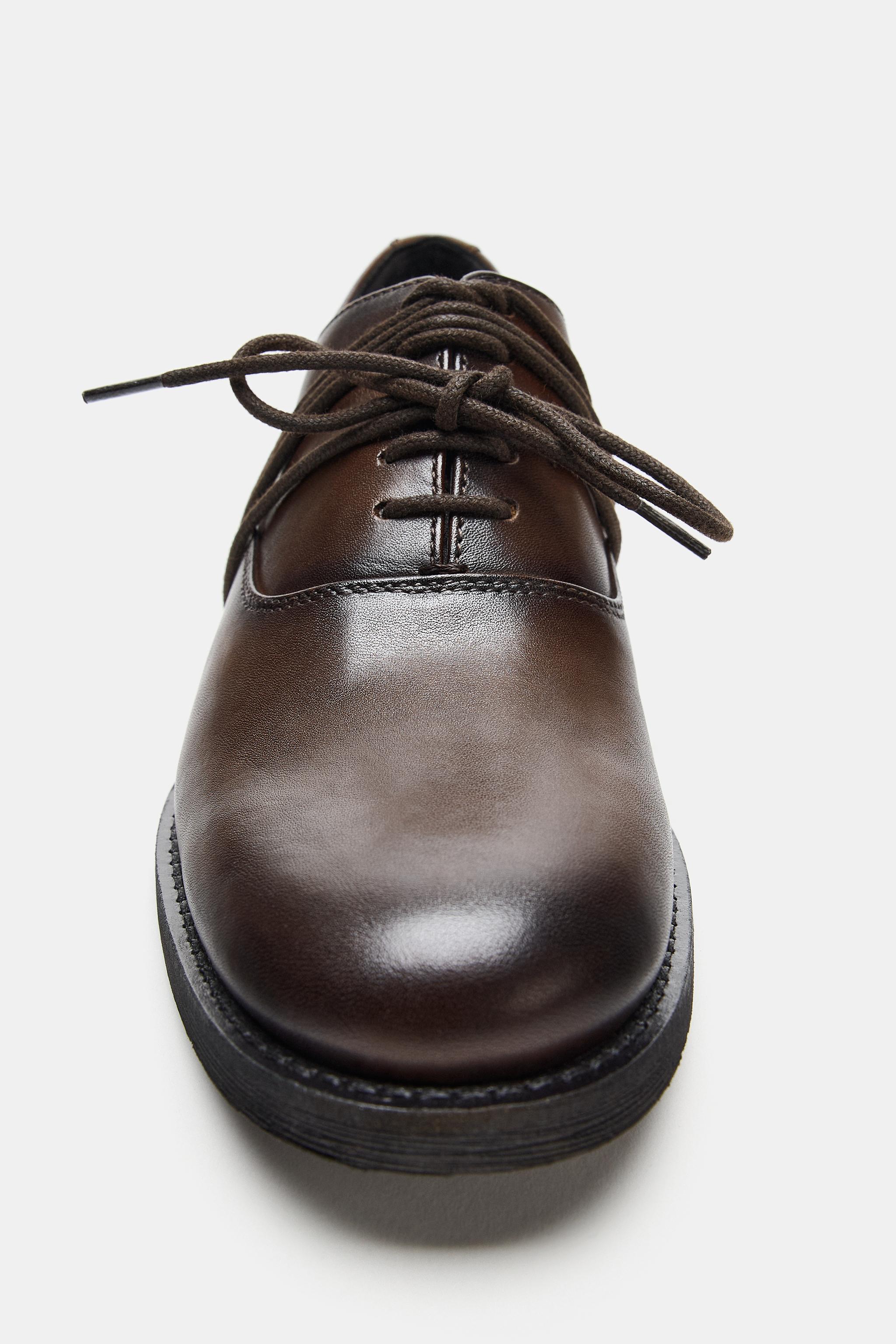 LEATHER LACE-UP BLUCHER SHOES