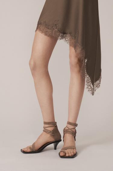 LEATHER HIGH-HEEL SANDALS - THE ITEM ZARA WOMAN - Taupe Grey by Zara