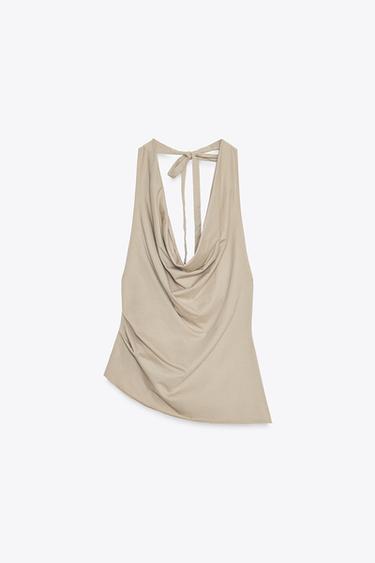 DYED EFFECT HALTER TOP - Sand by Zara
