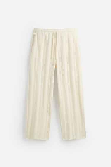 OPEN TEXTURED TROUSERS - Ecru by Zara