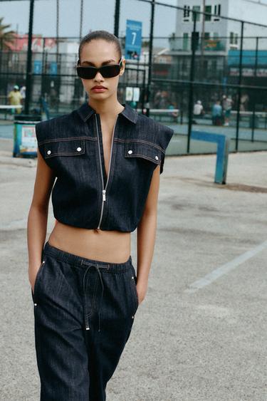 GILET Z1975 EN JEAN EFFET BALLON - Bleu de Zara - Image 5