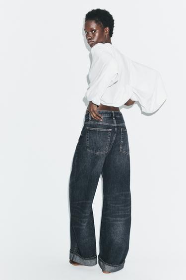 JEANS TRF BAGGY PLIÉ TAILLE MI-HAUTE - Bleu marine de Zara - Image 4