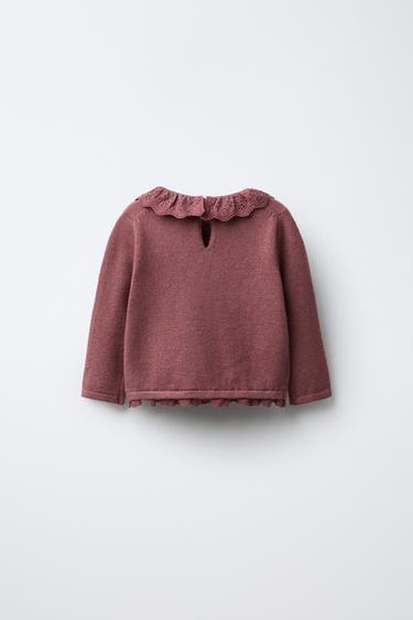 PULL EN MAILLE À DENTELLE - Rose de Zara - Image 1
