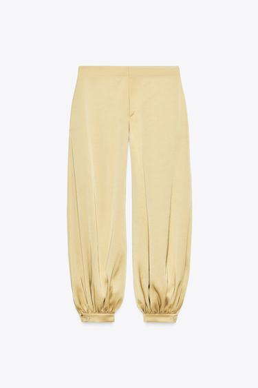 PANTALÓN BOMBACHO SATINADO ZW COLLECTION - Dorado de Zara