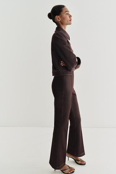 FLARE TROUSERS - Brown by Zara