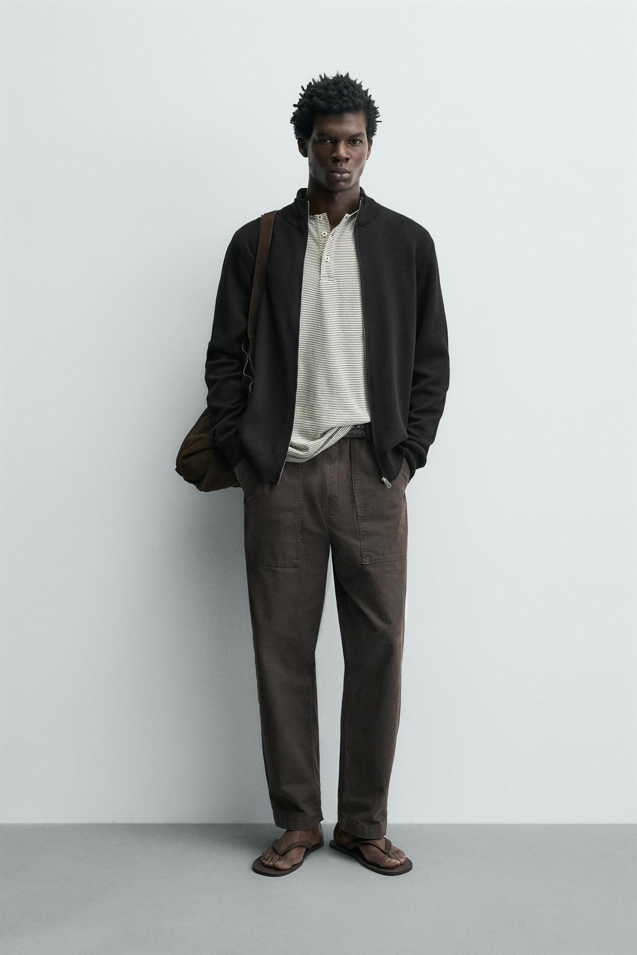 Zara - Zipper Cardigan - Black - Xl - Man Zara - Zipper Cardigan - Black - Xl - Man