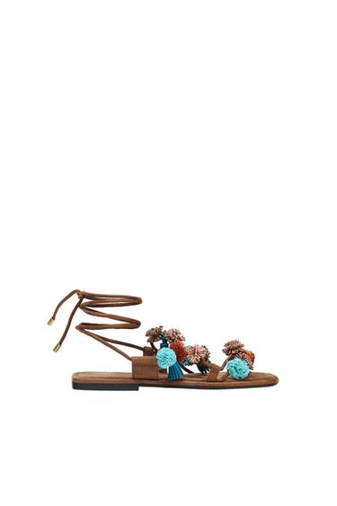 BEADED STRAPPY SANDALS