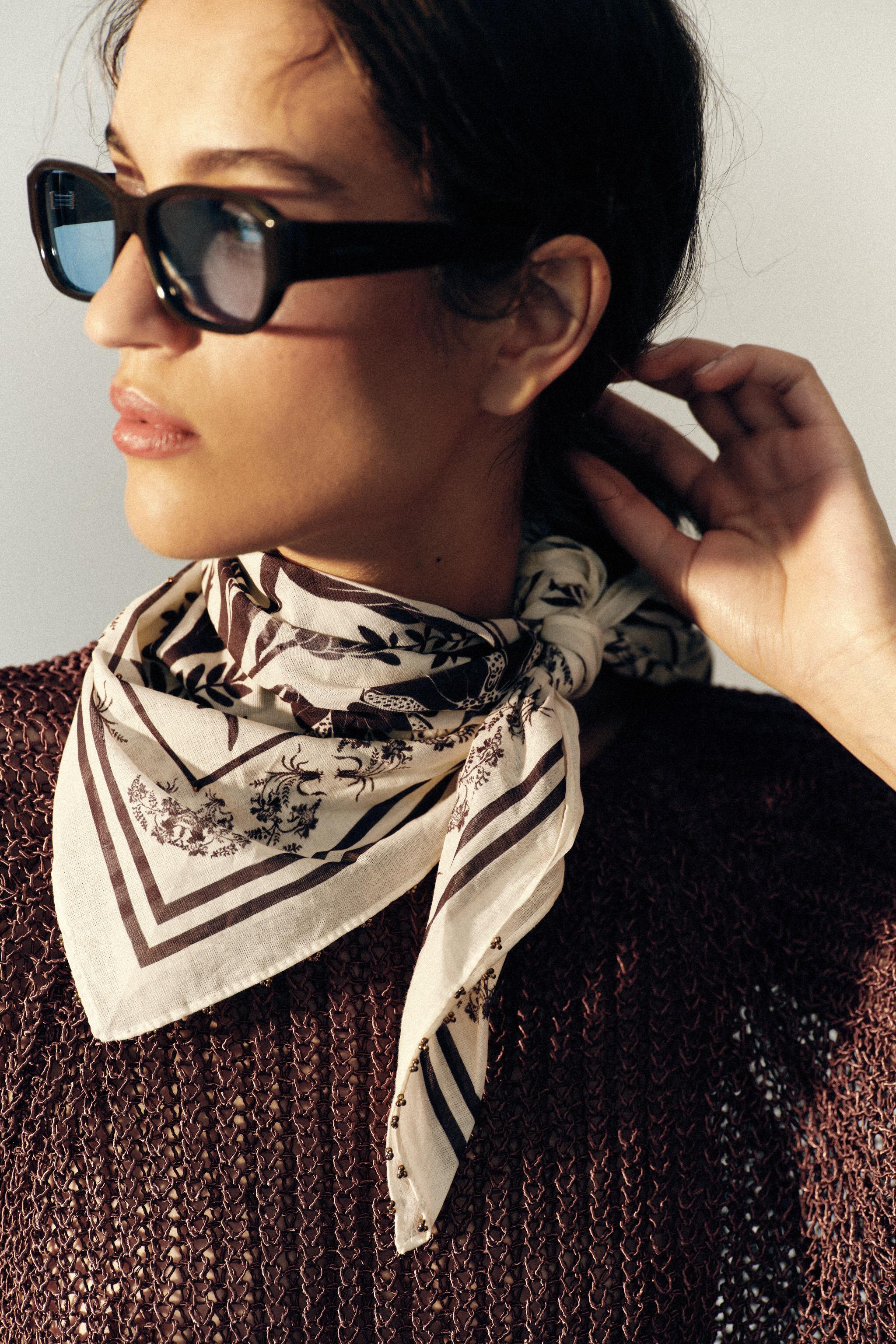 Женские аксессуары Zara BEADED PAISLEY PRINT SCARF — фото 2