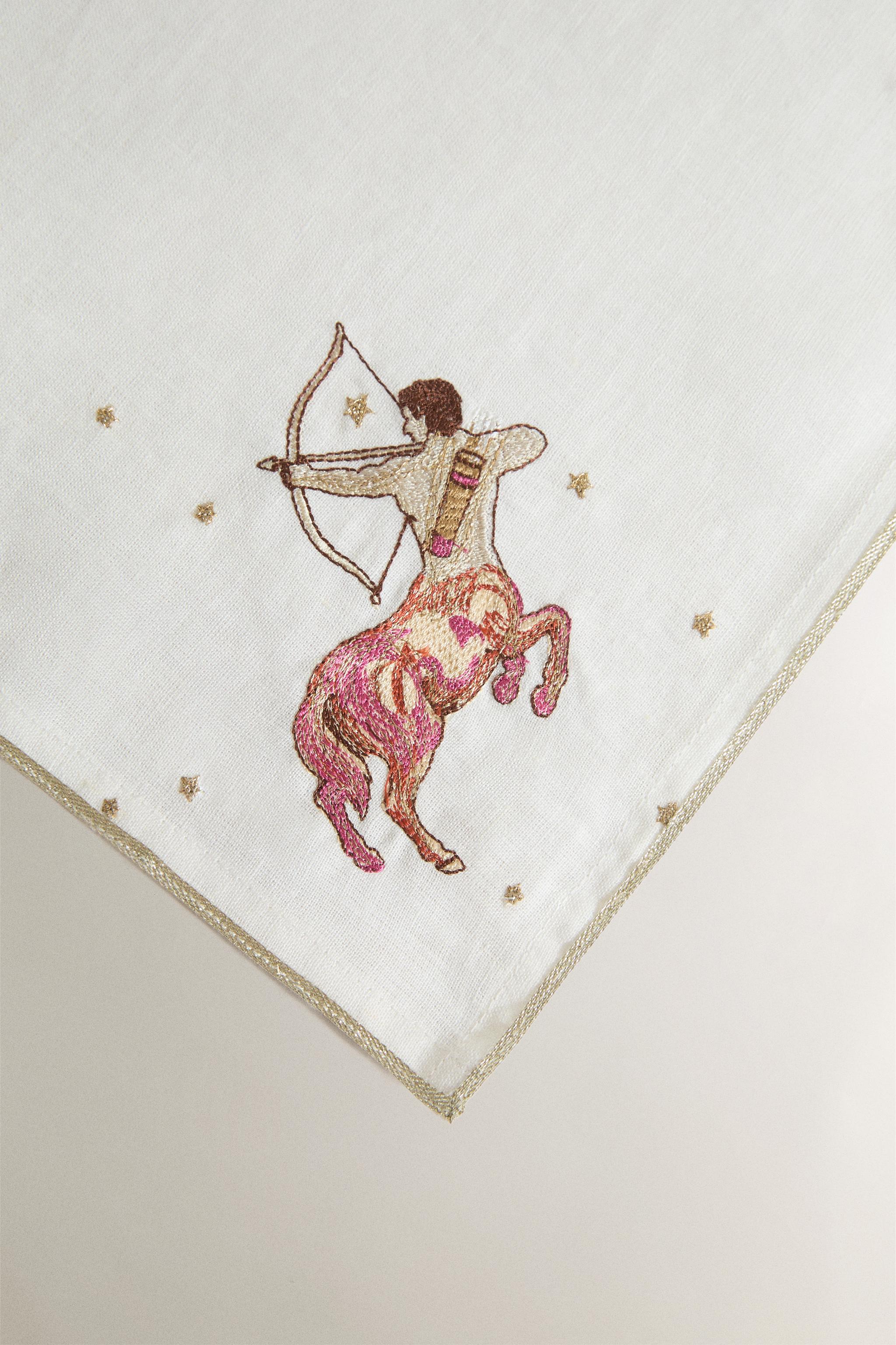 SAGITTARIUS EMBROIDERED LINEN NAPKIN | MARISA BERENSON