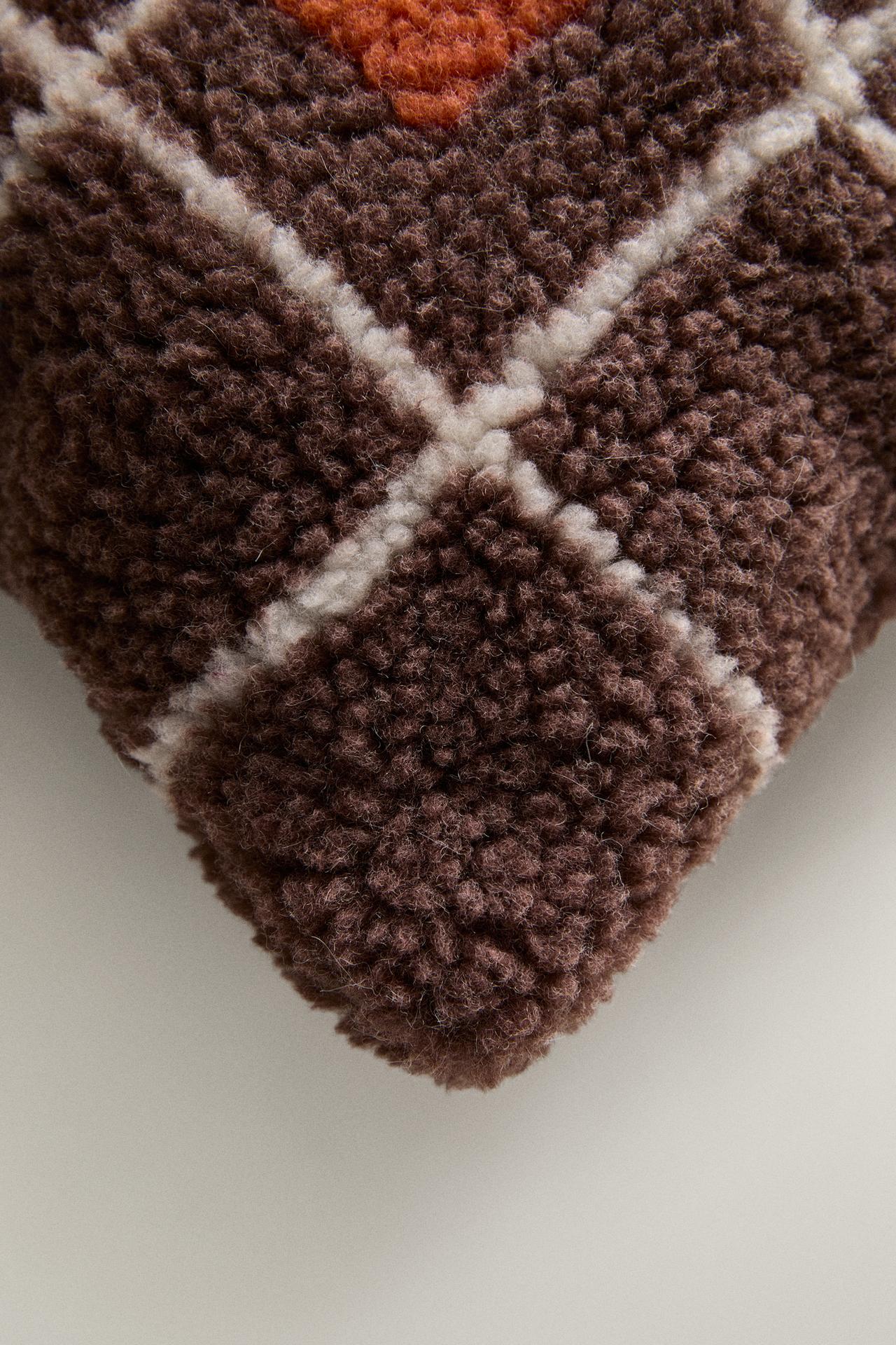 CHILDREN'S FAUX SHEARLING CUSHION WITH M — Brown