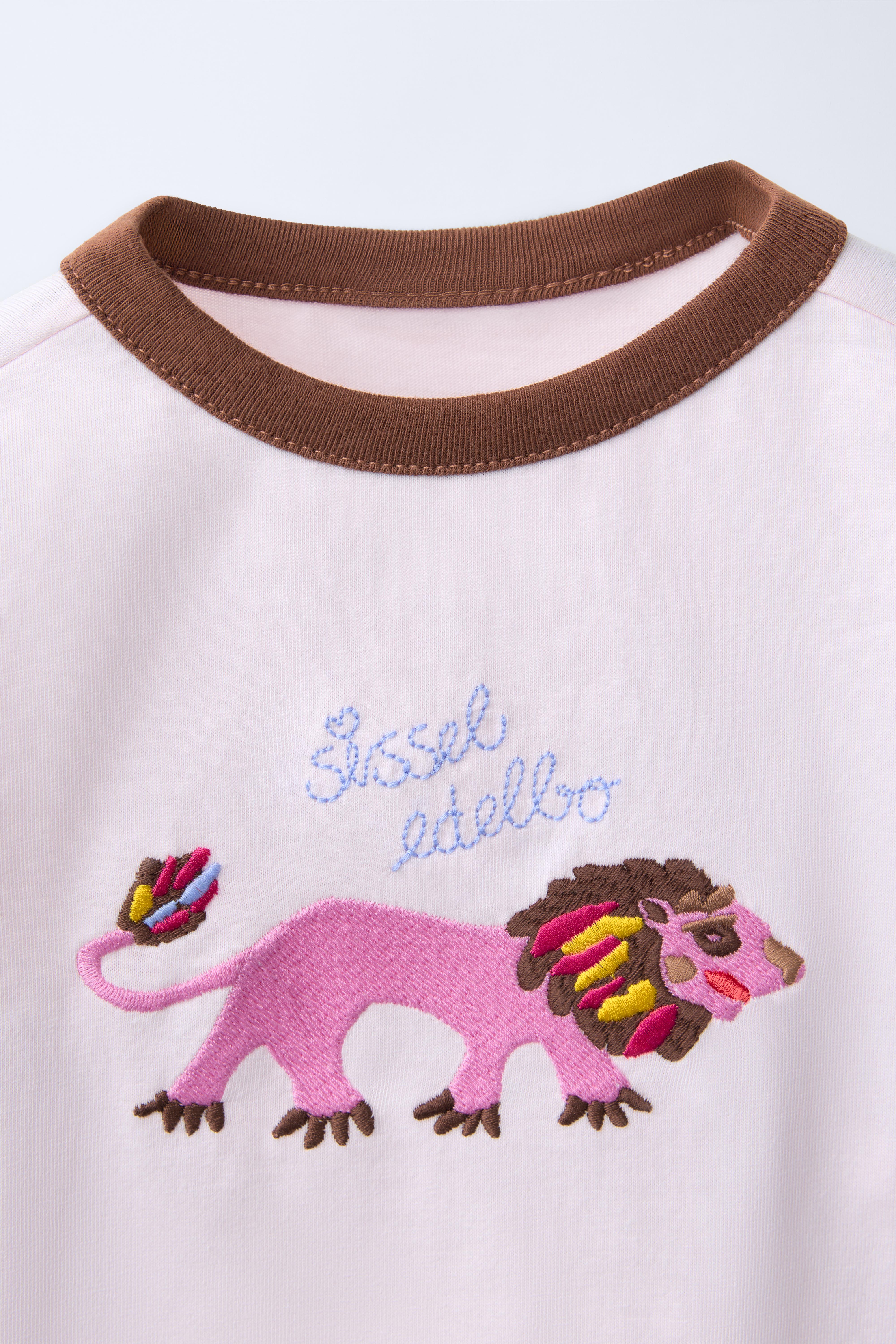 Sissel Edelbo x Zara Kidsタイガー刺繍Tシャツ - ピンクベージュ 