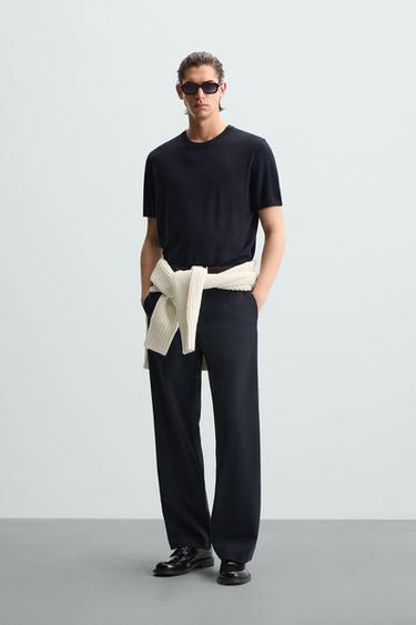 CAMISETA PUNTO MEZCLA VISCOSA - Marino de Zara - Imagen 0
