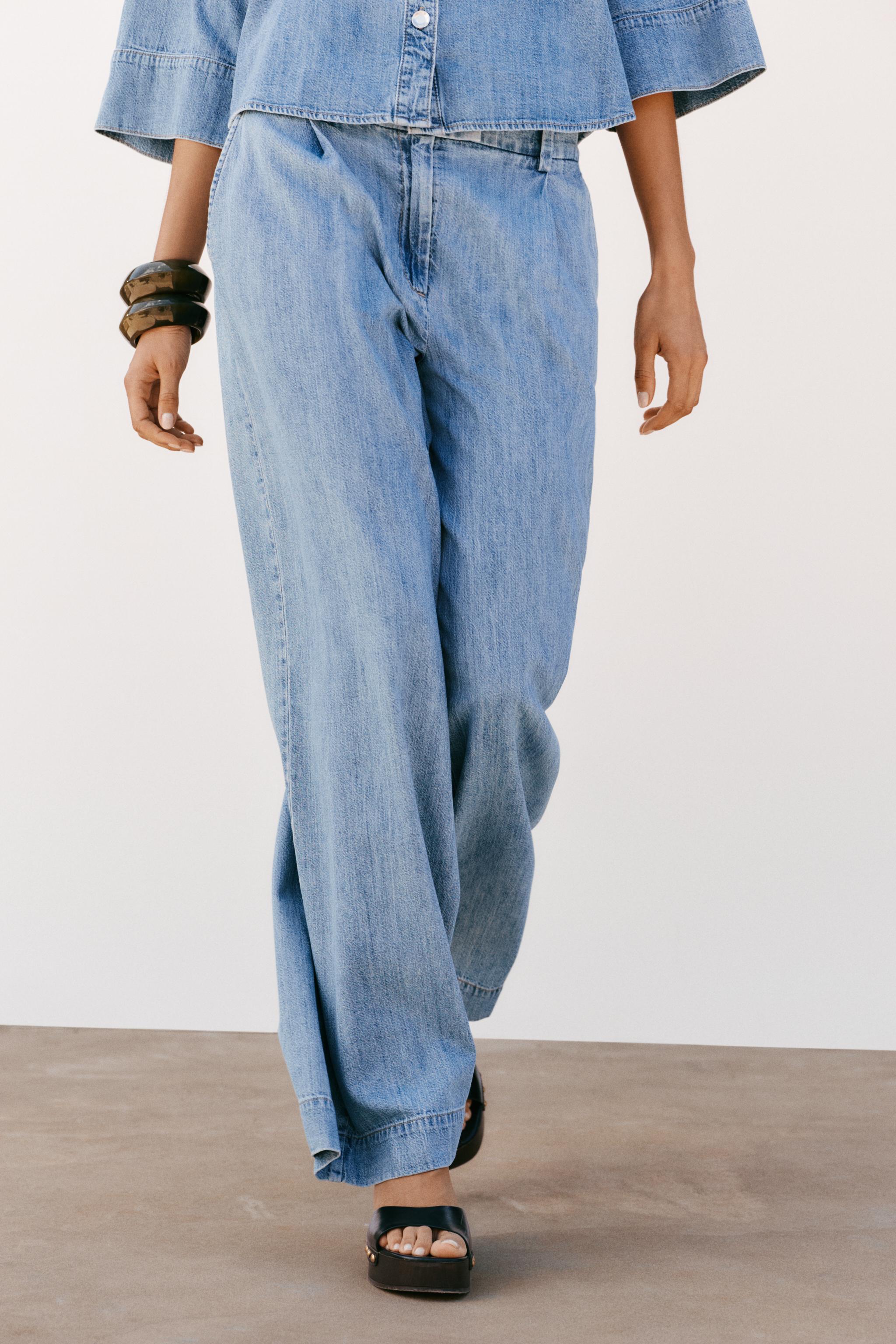 HIGH RISE Z1975 DARTED WIDE LEG JEANS - Mid-blue | ZARA