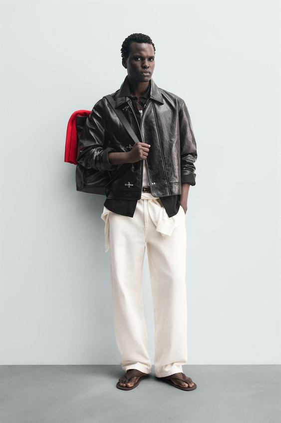 FAUX LEATHER JACKET WITH FIREMAN CLASPS