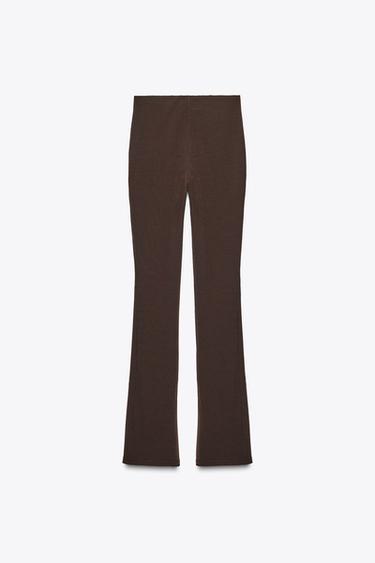 ELASTICATED LEGGINGS WITH ZIP - Dark brown by Zara - Image 5