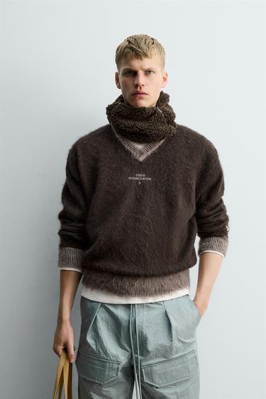 JUMPER WITH CONTRAST TEXTURE X SR_A - Brown by Zara