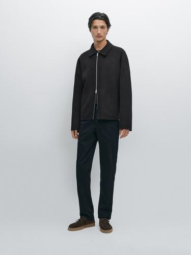 Pantalon slim texturé - Bleu marine de Zara - Image 0