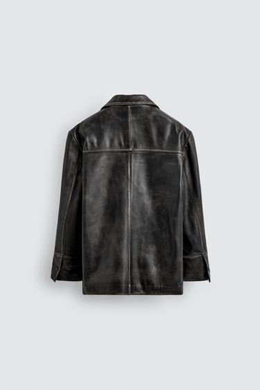 LIMITED EDITION VINTAGE EFFECT LEATHER JACKET - Black by Zara - Image 7