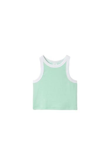 CONTRAST RIBBED RACERBACK TOP
