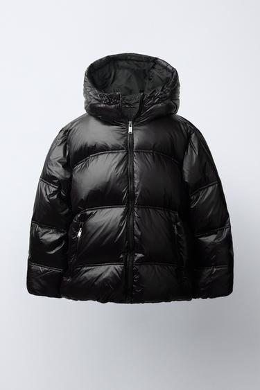 50% FEATHER AND 50% DOWN WATER-REPELLENT SHINY DOWN JACKET - Black by Zara