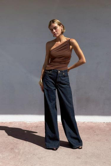 ASYMMETRIC DRAPED TOP - Brown by Zara - Image 1