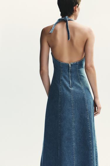 TRF HALTER DENIM DRESS - Blue by Zara - Image 4