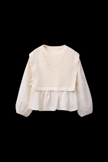 KNIT VEST WITH CONTRAST SHIRT - Ecru by Zara - Image 0