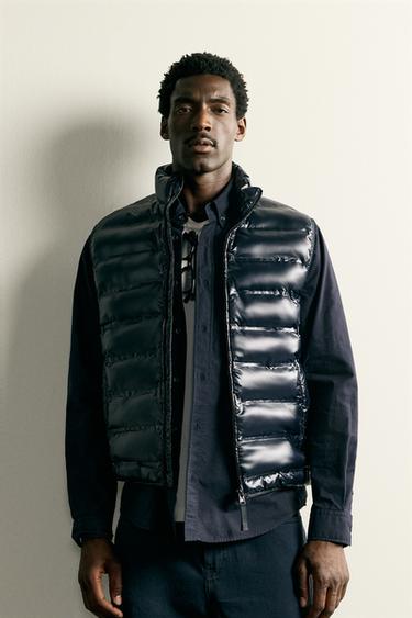 LIGHTWEIGHT WATER-REPELLENT PUFFER GILET - Navy blue by Zara