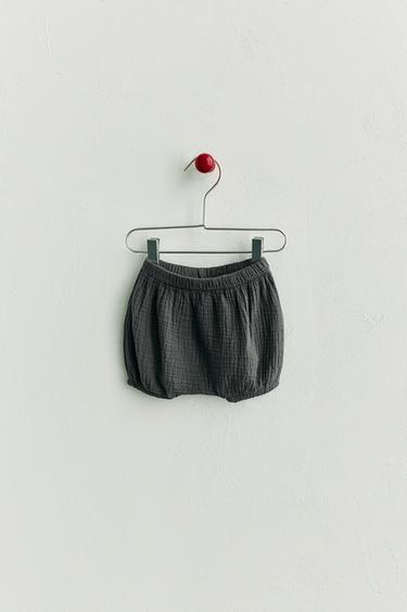MAJTKI TYPU BLOOMERS Z TKANINY BAMBULA - Stalowy Zara