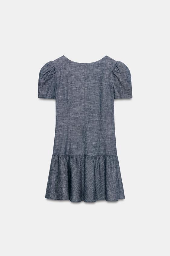 blue puff sleeve dress zara Zara - Puff Sleeve Mini Dress - Blue - Xl