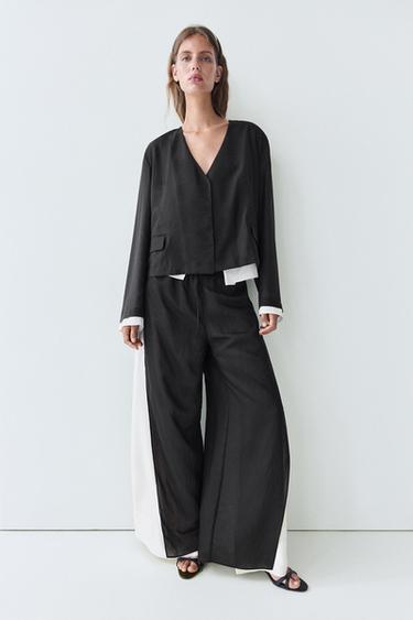 Zara Contrast double jacket for a complete look - Black