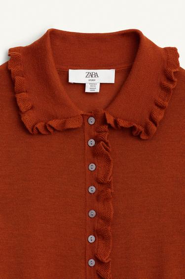 Zara 100% WOOL RUFFLED LIMITED EDITION JACKET - Brick