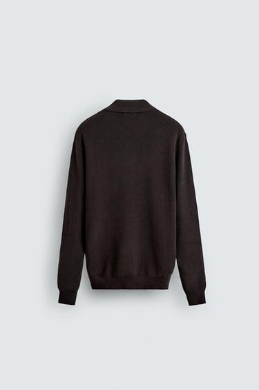 PURL KNIT POLO SHIRT - Chocolate by Zara - Image 7