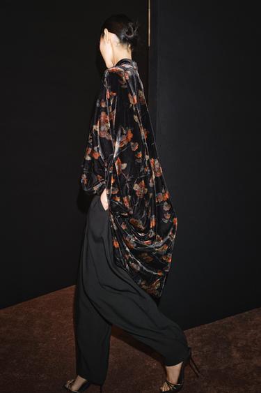 ZW COLLECTION PRINTED VELVET COAT — Black 2